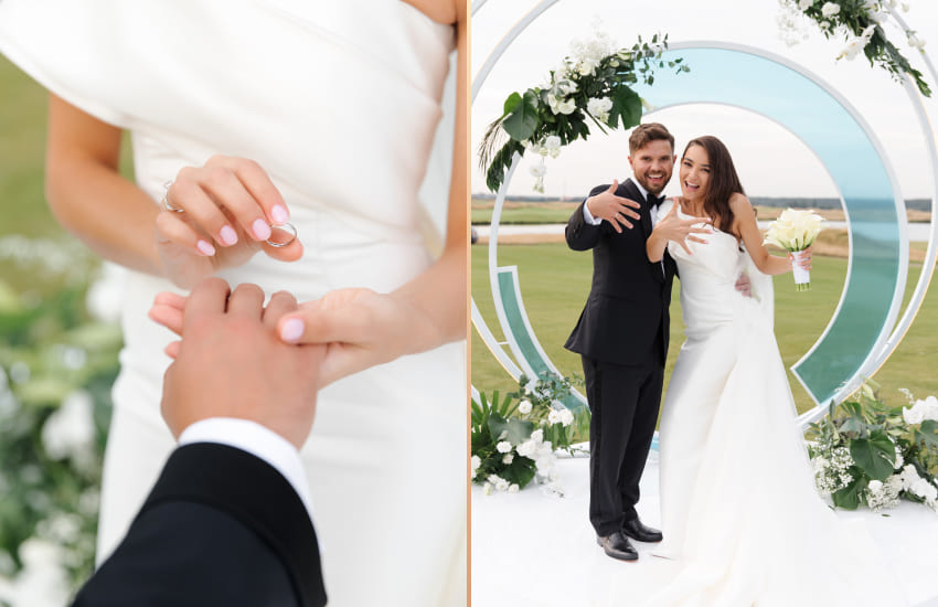 жених и невеста, свадебная церемония, свадебная арка