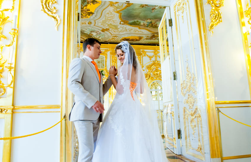 жених и невеста, свадьба, янтарная комната