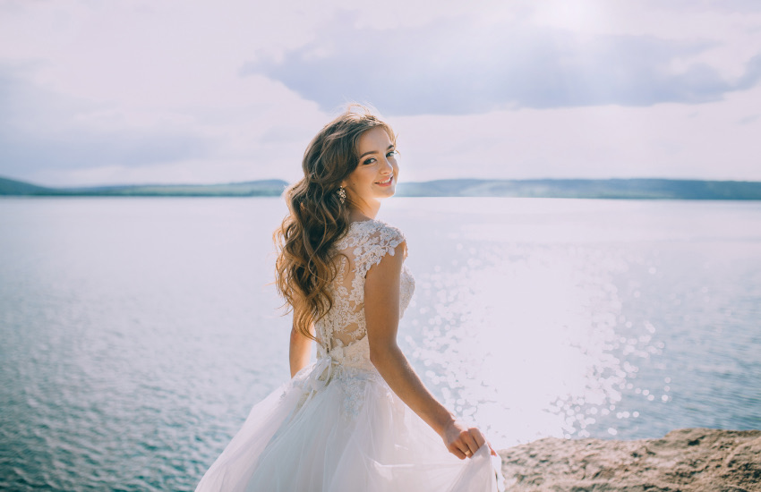 невеста, свадьба, озеро