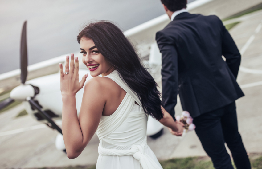 невесты, самолет, свадьба путешествие