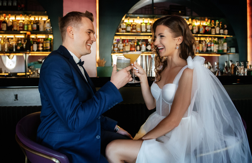жених и невеста, свадьба, свадебный бар, коктейль
