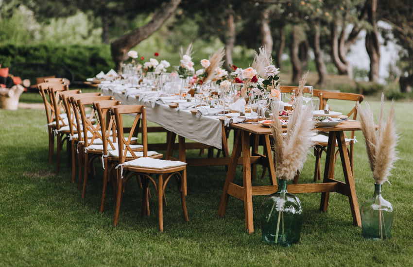 свадебный стол, декор свадьбы, свадьба на природе