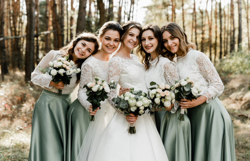 подружки невесты, свадьба на природе